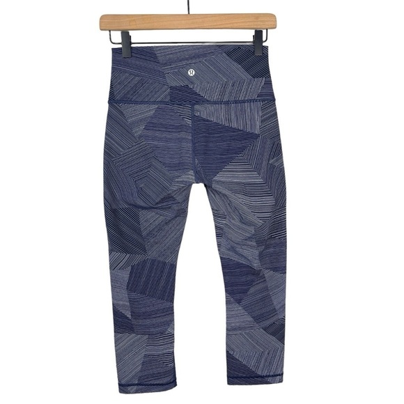 Lululemon Wunder Under Crop Leggings Womens 6 High Rise Printed Pull On Luxtreme - Picture 4 of 8